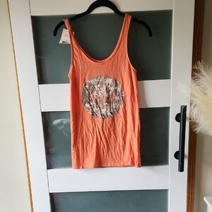 RVCA Orange Fitted Graphic Tank Top